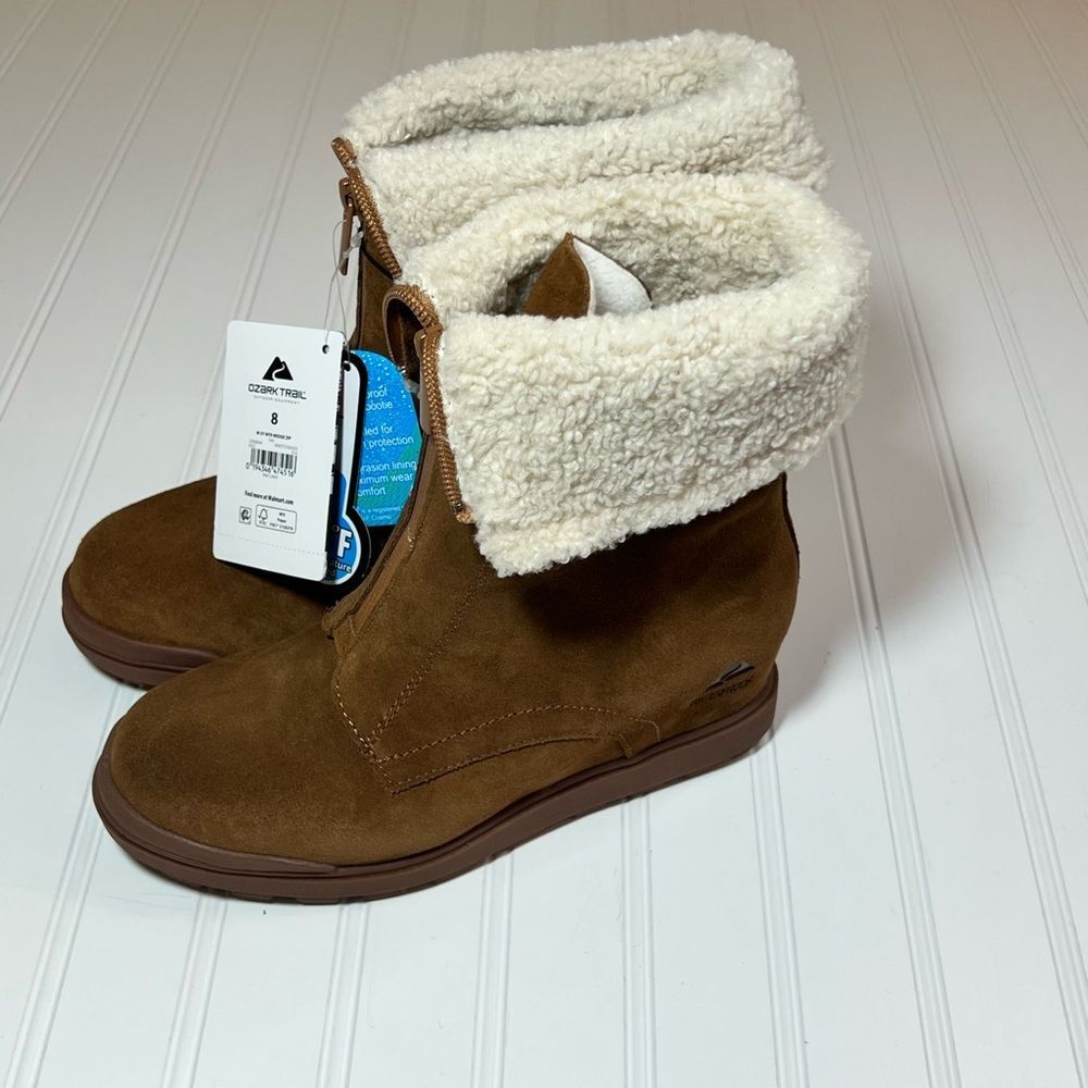 Ozark Trail Women's Brown Leather Shearling Winter Boots NWT